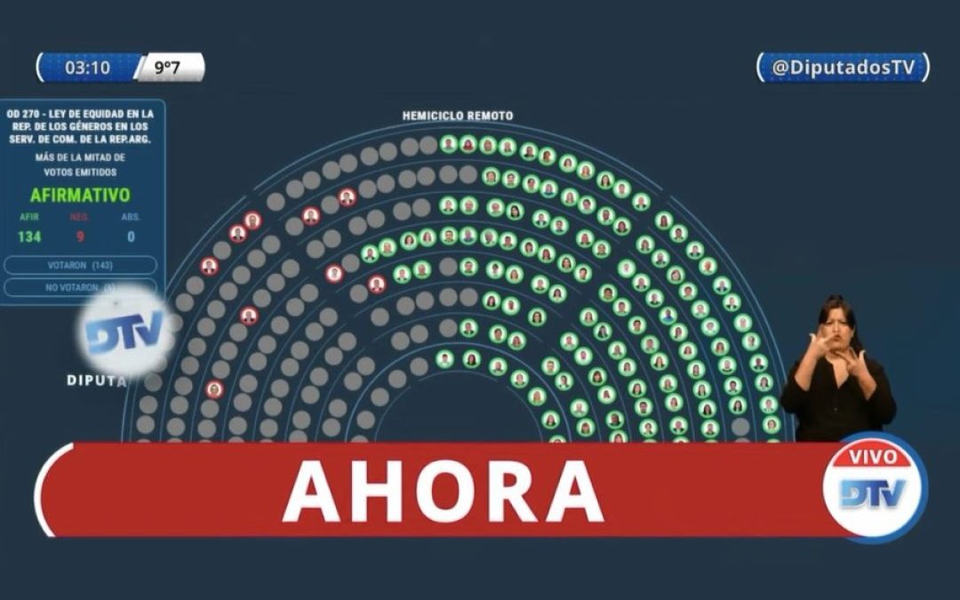 Imagen sanción de la Ley de Equidad en los medios